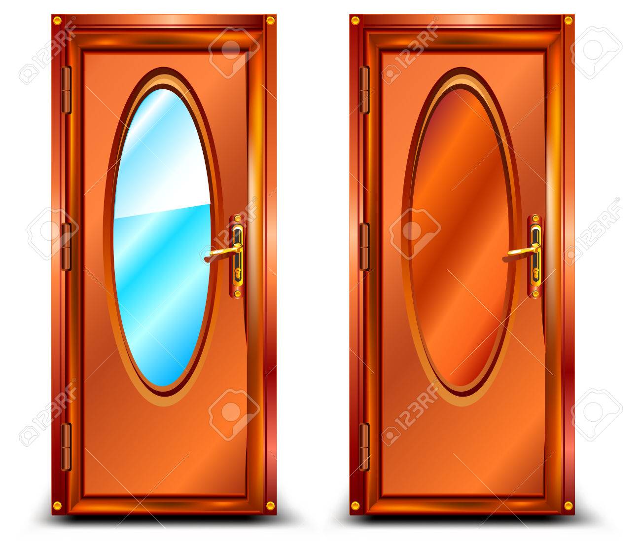 Puerta De Madera Con Espejo Oval Con Bloqueo De Diseno Clasico La Ilustracion Ilustraciones Vectoriales Clip Art Vectorizado Libre De Derechos Image 4634652