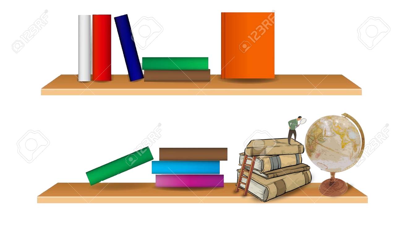 Book Shelf Having Colorful Books Arranged Vertically And