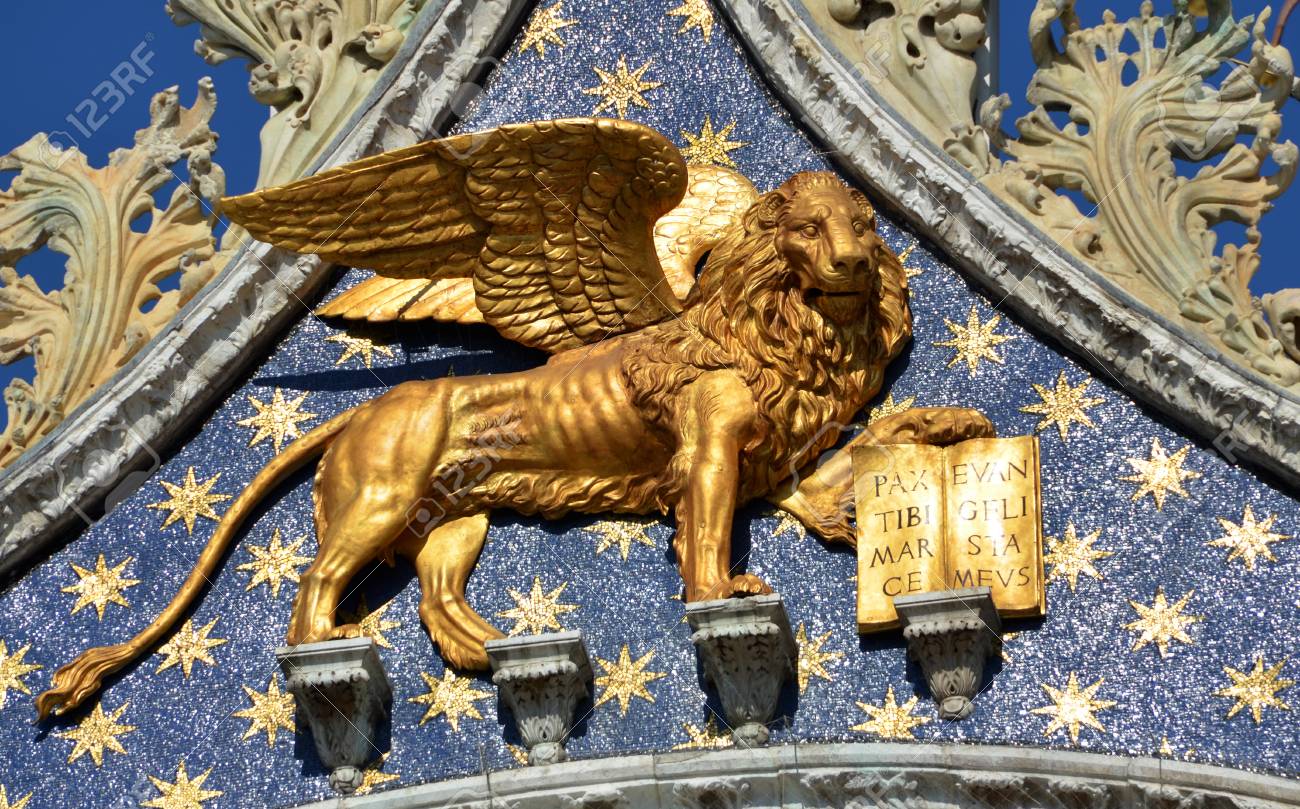 美品】ライオン ブロンズ像 金属製 ヴェネツィアの獅子 有翼の獅子