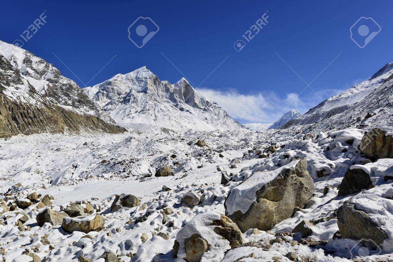Gangotri Glacier With Bhagirathi Peaks In Garhwal Himalaya Uttaranchal Uttarakhand India Stock Photo Picture And Royalty Free Image Image
