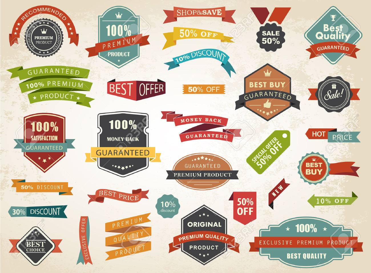 vintage vector set of