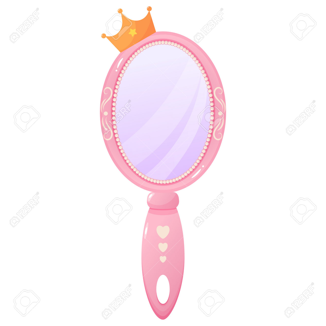 Cute Pink Princess Hand Mirror With Crown. Antique Accessory. Cartoon Baby  Queen Decor. Vector Illustration. Royalty Free SVG, Cliparts, Vectors, and  Stock Illustration. Image 199471329., image size:1300x1300