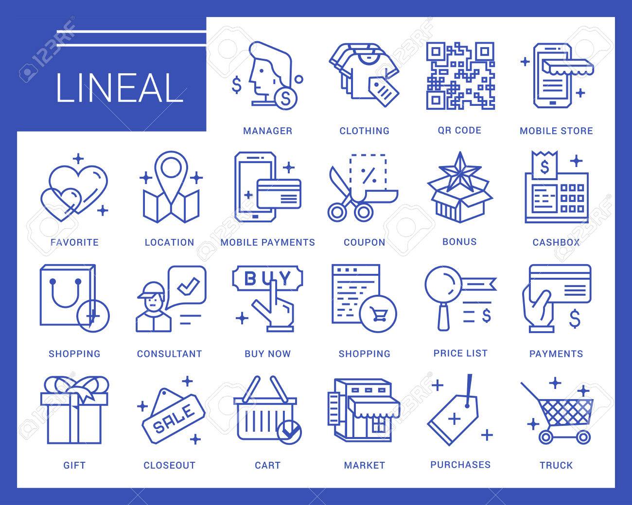 line icons in a modern style online shopping and e commerce online shopping list with prices