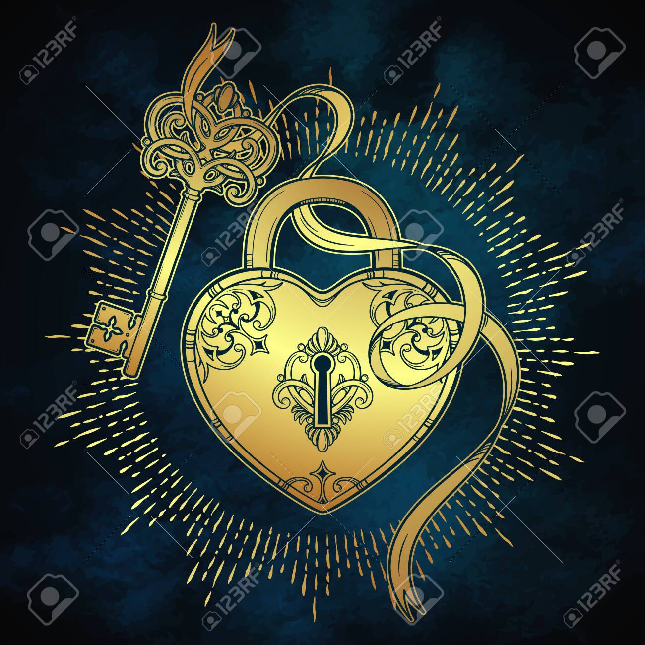Key and heart shaped padlock in vintage style coloring book page for kids and adults hand drawn line art print or tattoo design vector illustration - 150024206 Key and heart shaped padlock in vintage style coloring book page for kids and adults hand drawn line art print or tattoo design vector illustration - 150024206