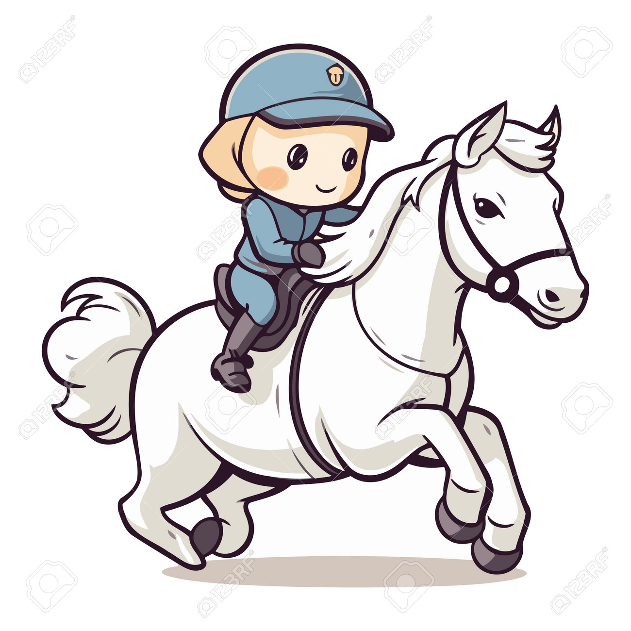 Cute Little Boy Riding A White Horse. Cartoon Vector Illustration. Royalty  Free SVG, Cliparts, Vectors, and Stock Illustration. Image 222087378., image size:1300x1300
