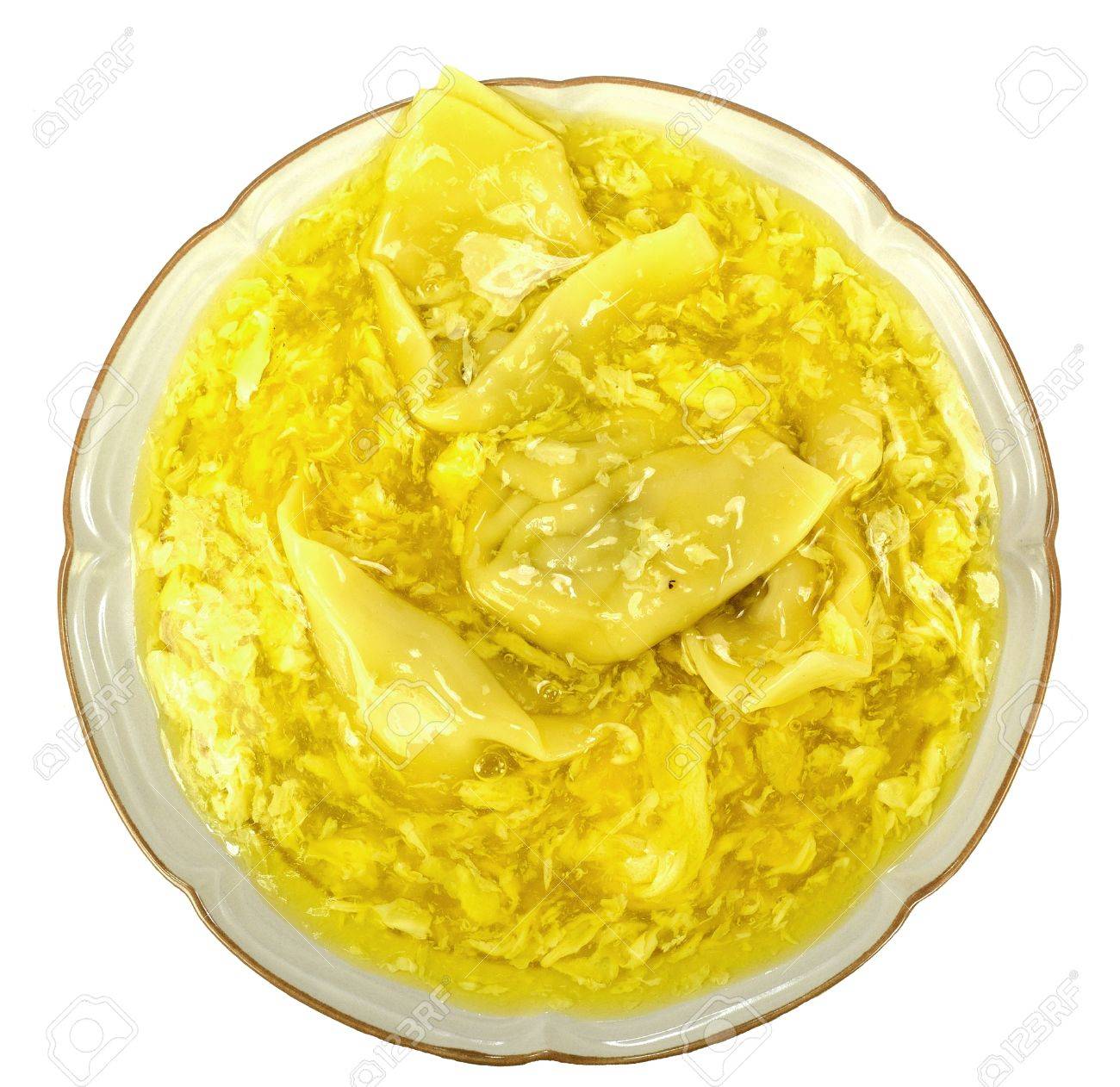 Wontons In Egg Drop Soup On A White Background Stock Photo Picture And Royalty Free Image Image