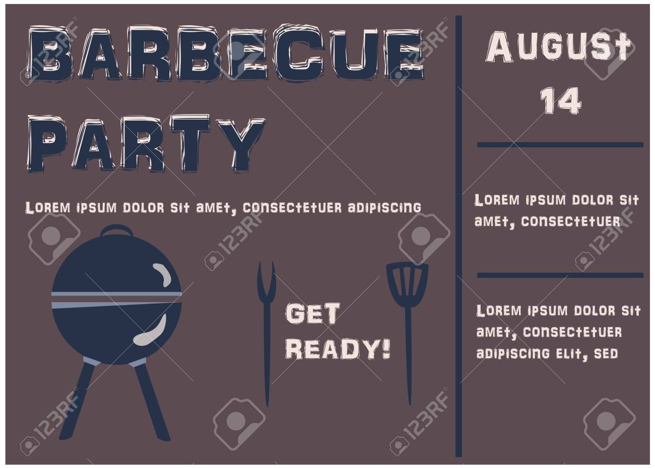 barbecue party announcement retro style vector illustration stock