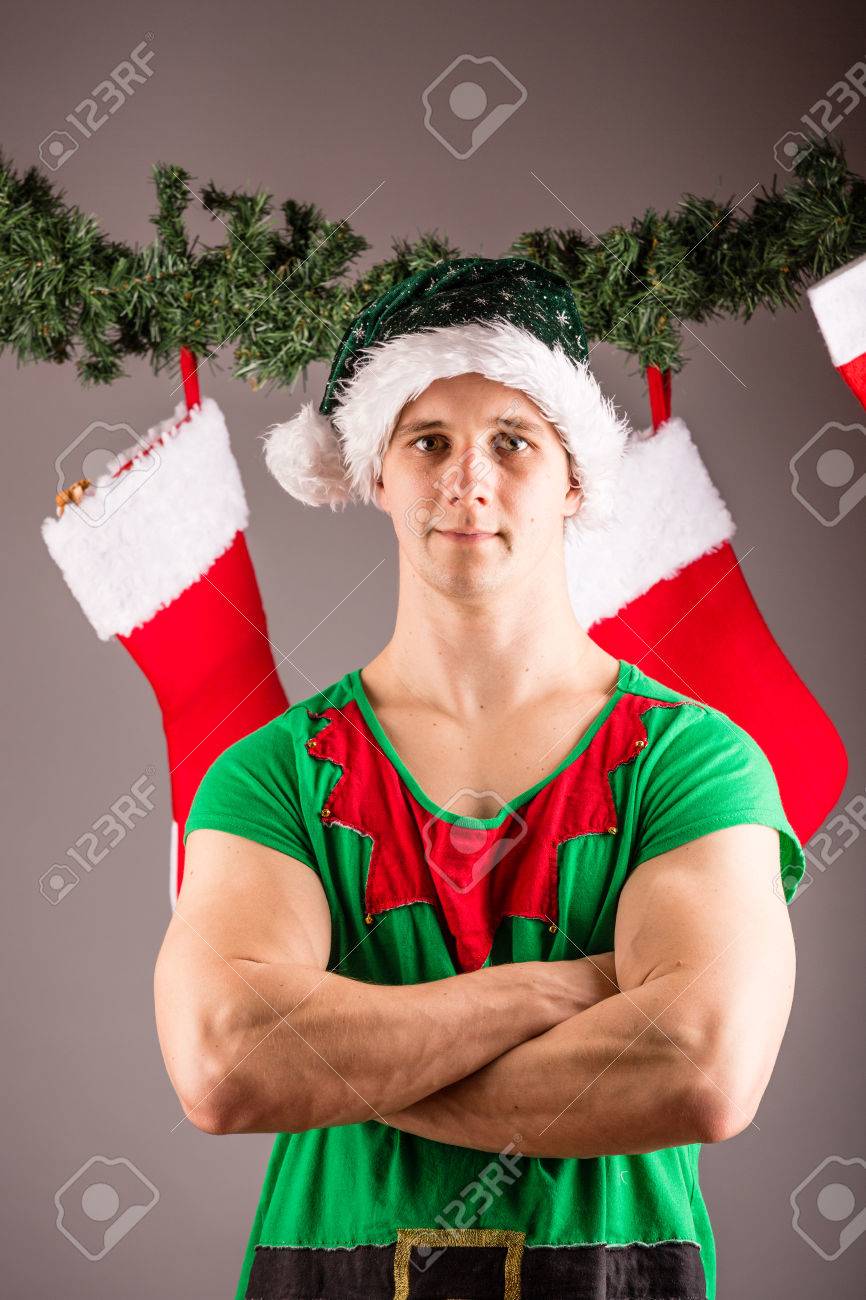 Funny Christmas Elf In Green Suits Stock Photo 69147587 Funny Christmas Elf In Green Suits Stock Photo 69147587