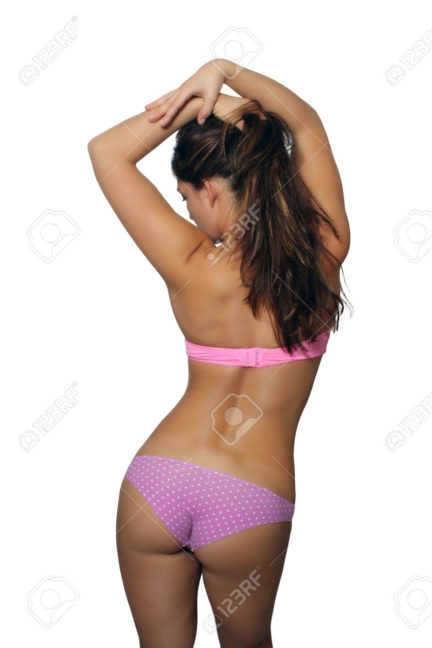 mujer en ropa interior de espaldas