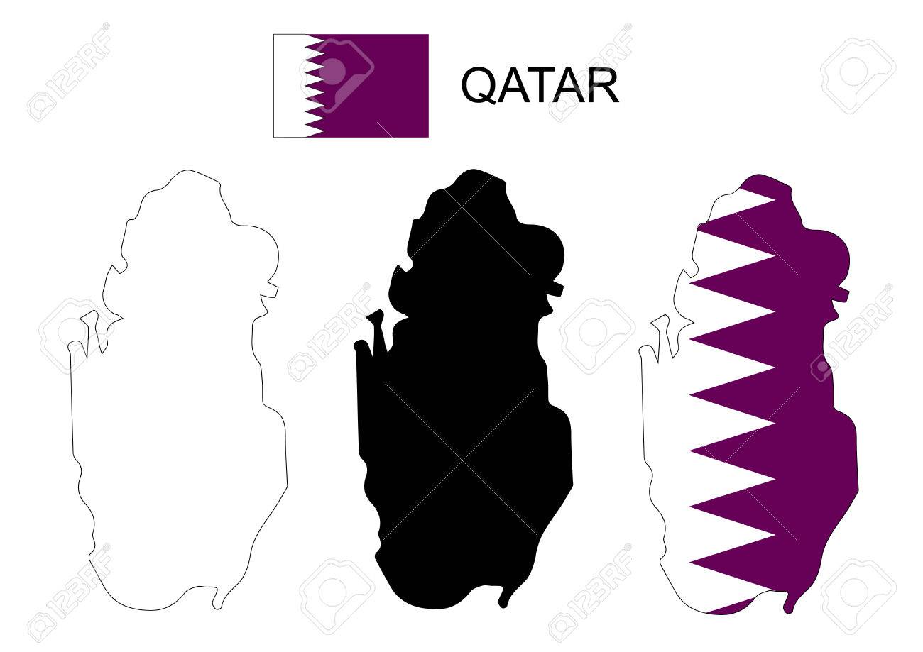 カタール地図ベクトル カタール国旗ベクトル のイラスト素材 ベクタ Image