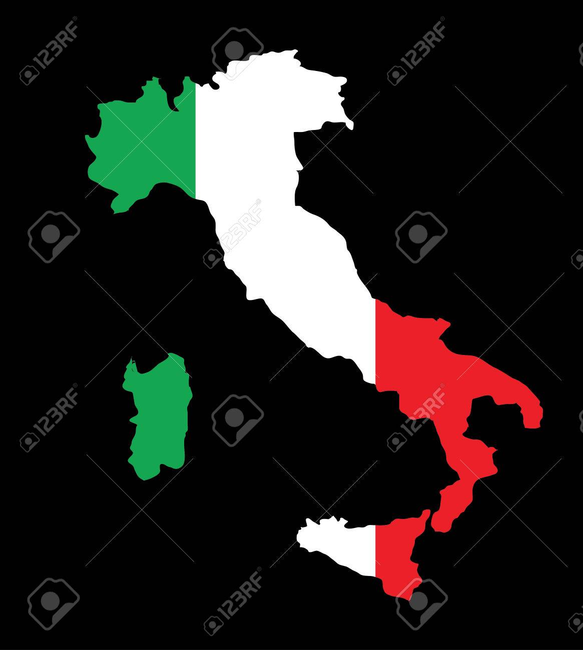 Italy map with flag inside in black color, italy map vector, map vector - 39468408 Italy map with flag inside in black color, italy map vector, map vector - 39468408