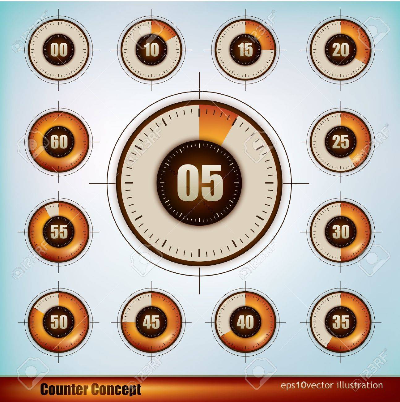 collection of timer icons design in five minutes increments five minutes timer