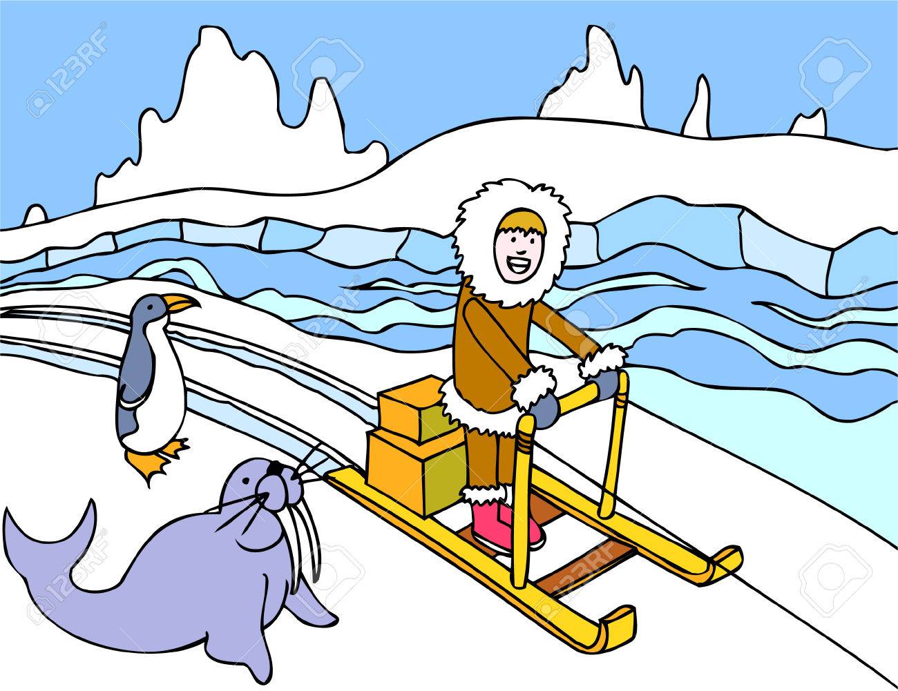 Eskimo De Traineau Clip Art Libres De Droits Vecteurs Et Illustration Image 5358997