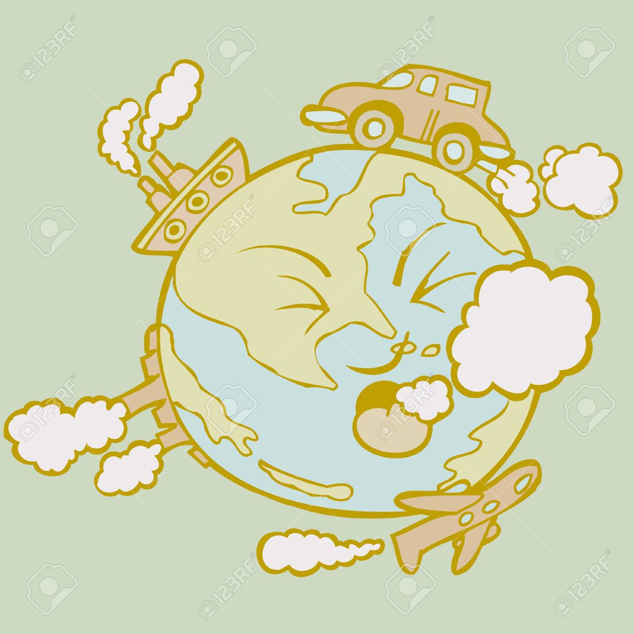 緑の地球の大気汚染のイラスト素材 ベクタ Image