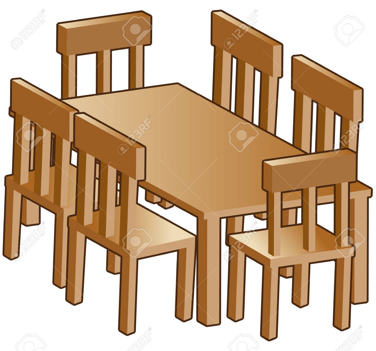Dining Room Table Isolated On A White Background Royalty Free Cliparts Vectors And Stock Illustration Image