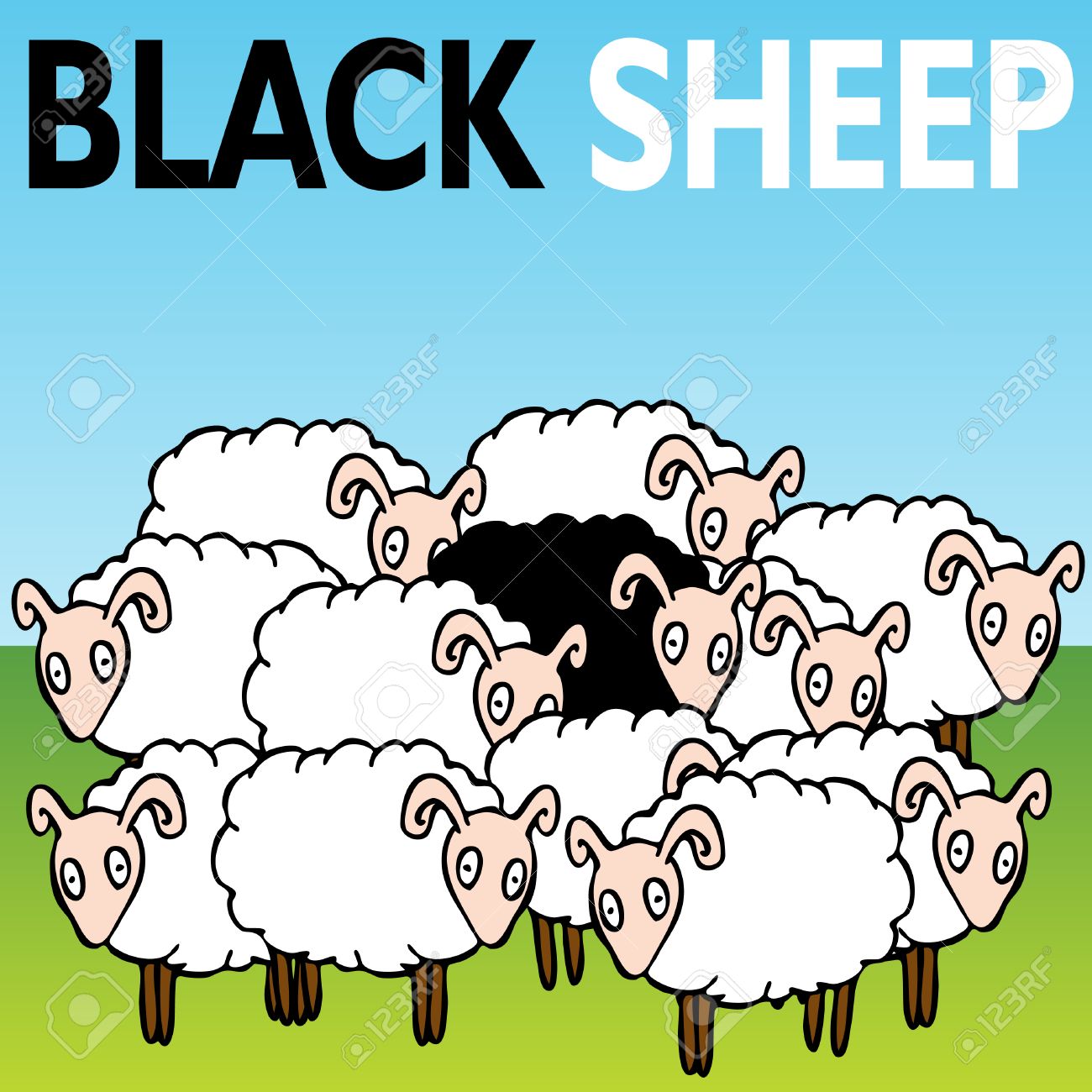 An Image Of The Black Sheep Of The Family Royalty Free Cliparts