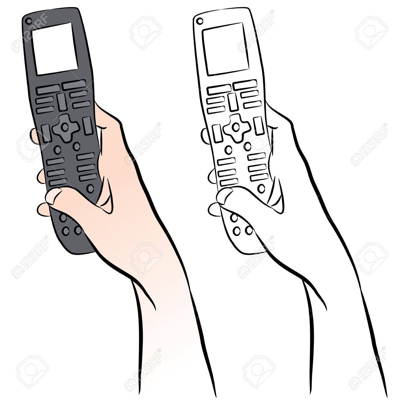 remote control drawing. an image of a hand holding universal remote control. stock vector - 13335580 control drawing