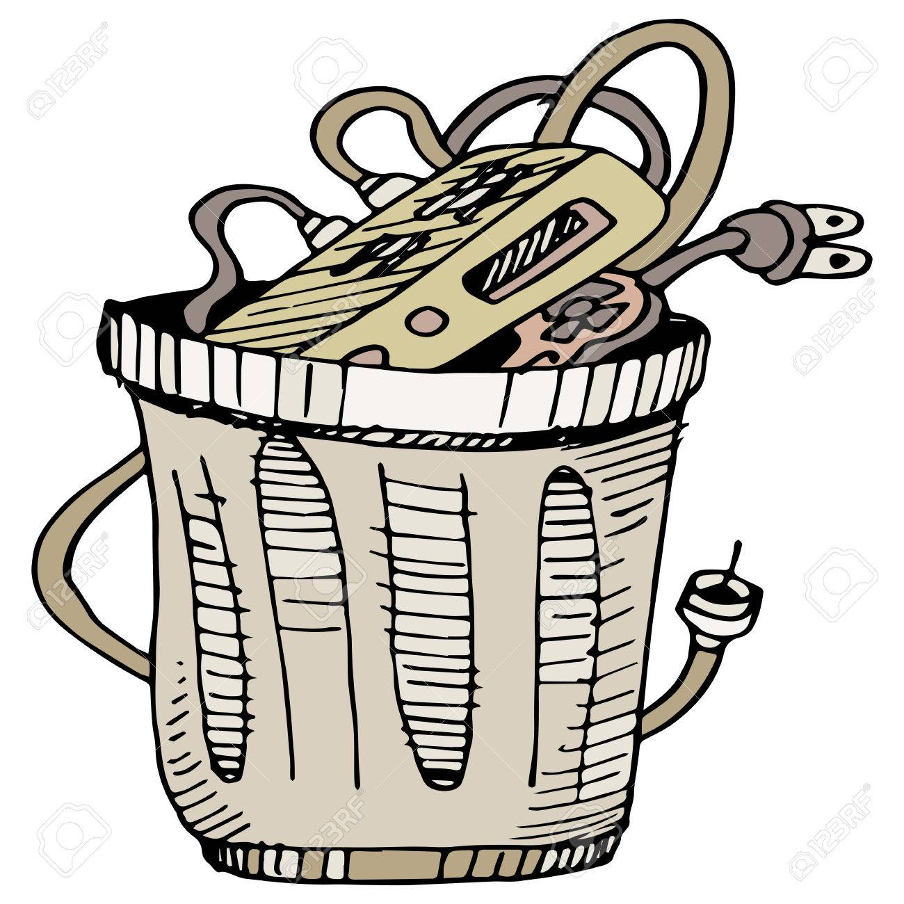 ゴミ箱にケーブル テレビ ボックスのイメージ のイラスト素材 ベクタ Image