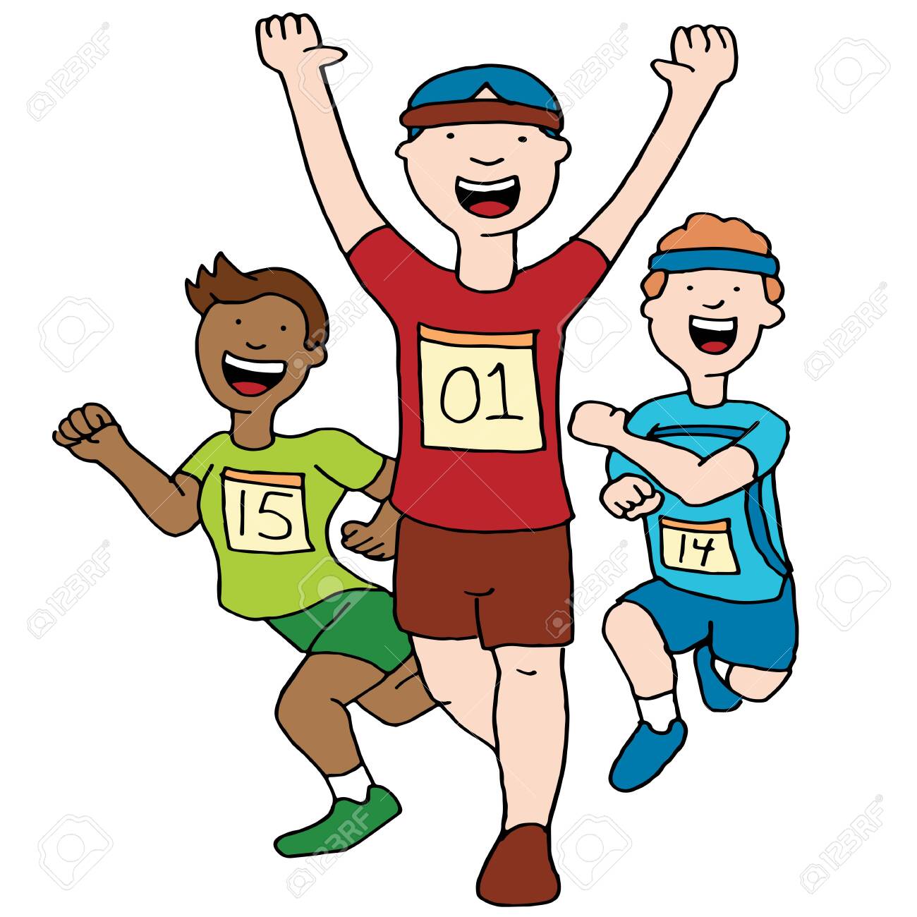 フィニッシュ ラインにレース マラソン男性のイメージ のイラスト素材 ベクタ Image