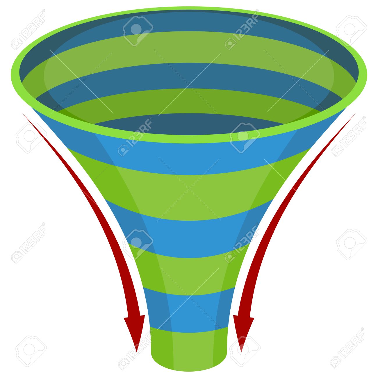 an image of a 3d spiral funnel chart royalty free cliparts vectors