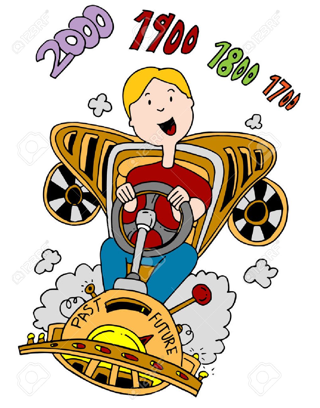 タイムマシンを使用している人のイメージ のイラスト素材 ベクタ Image