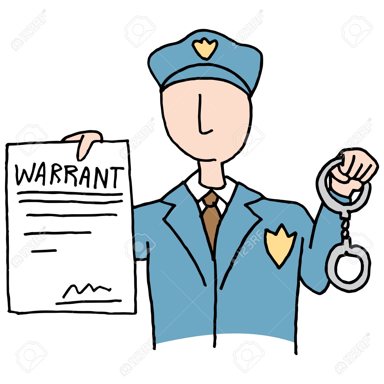 逮捕令状を保持している警察官のイメージ のイラスト素材 ベクタ Image
