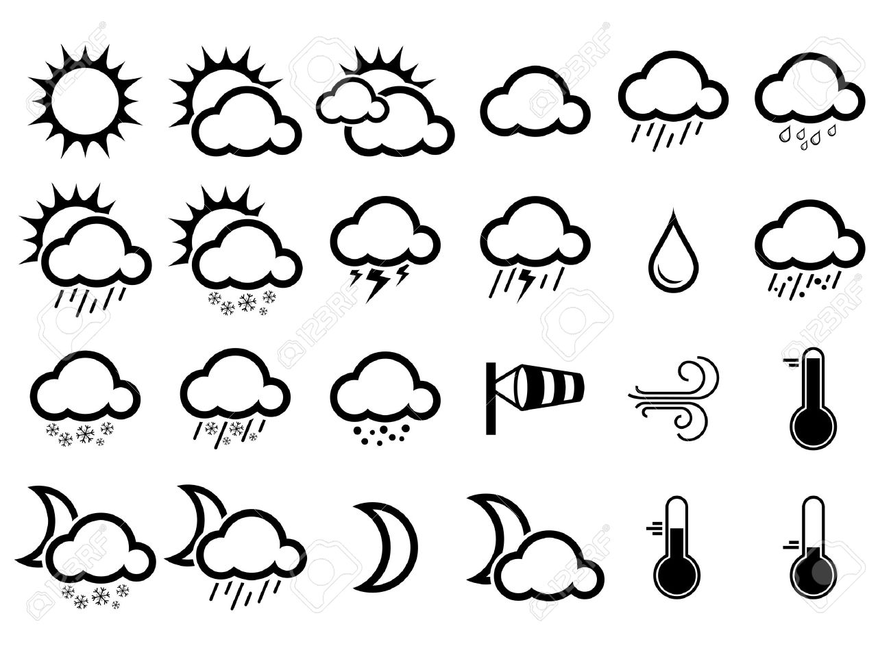 Illustration Of Simple Weather Icons Royalty Free Cliparts Vectors And Stock Illustration Image