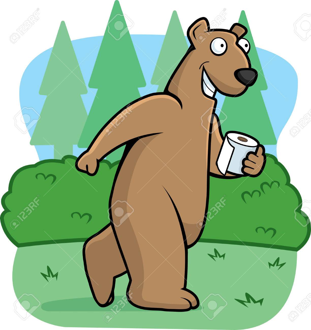A Happy Cartoon Bear In The Woods With Toilet Paper. Royalty Free SVG,  Cliparts, Vectors, and Stock Illustration. Image 26190944.