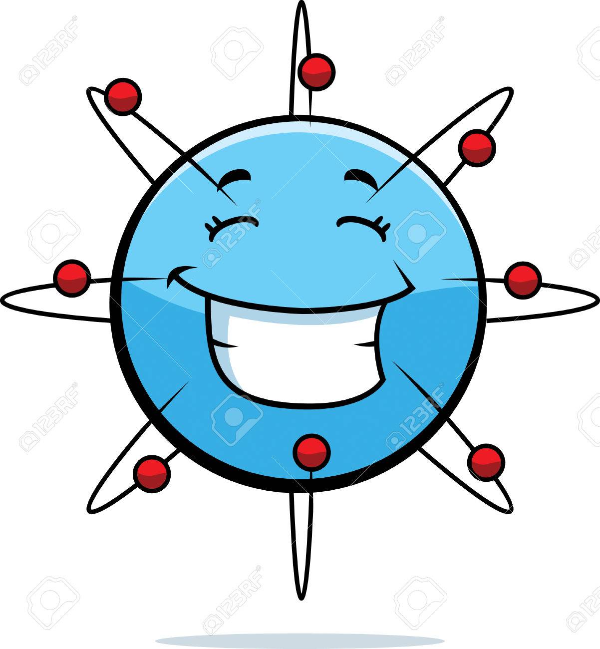 a cartoon blue atom happy and smiling royalty free cliparts