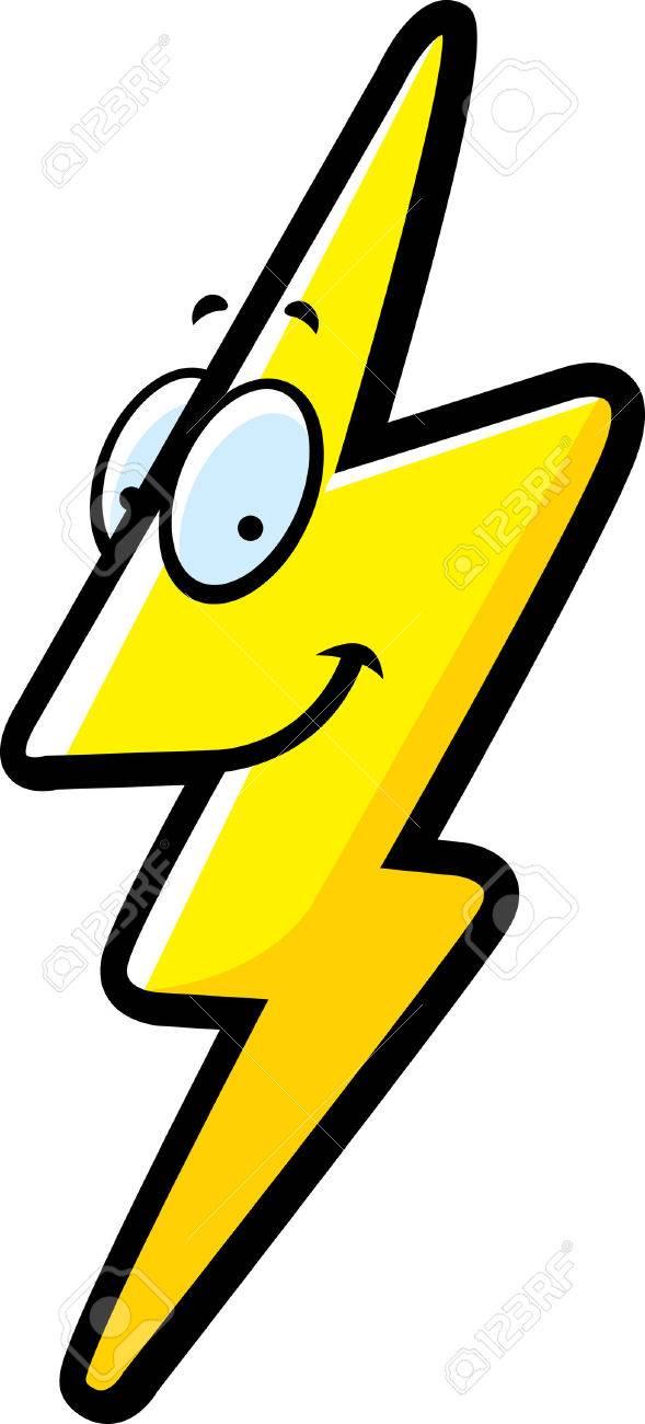 a cartoon lightning bolt smiling and happy royalty free cliparts