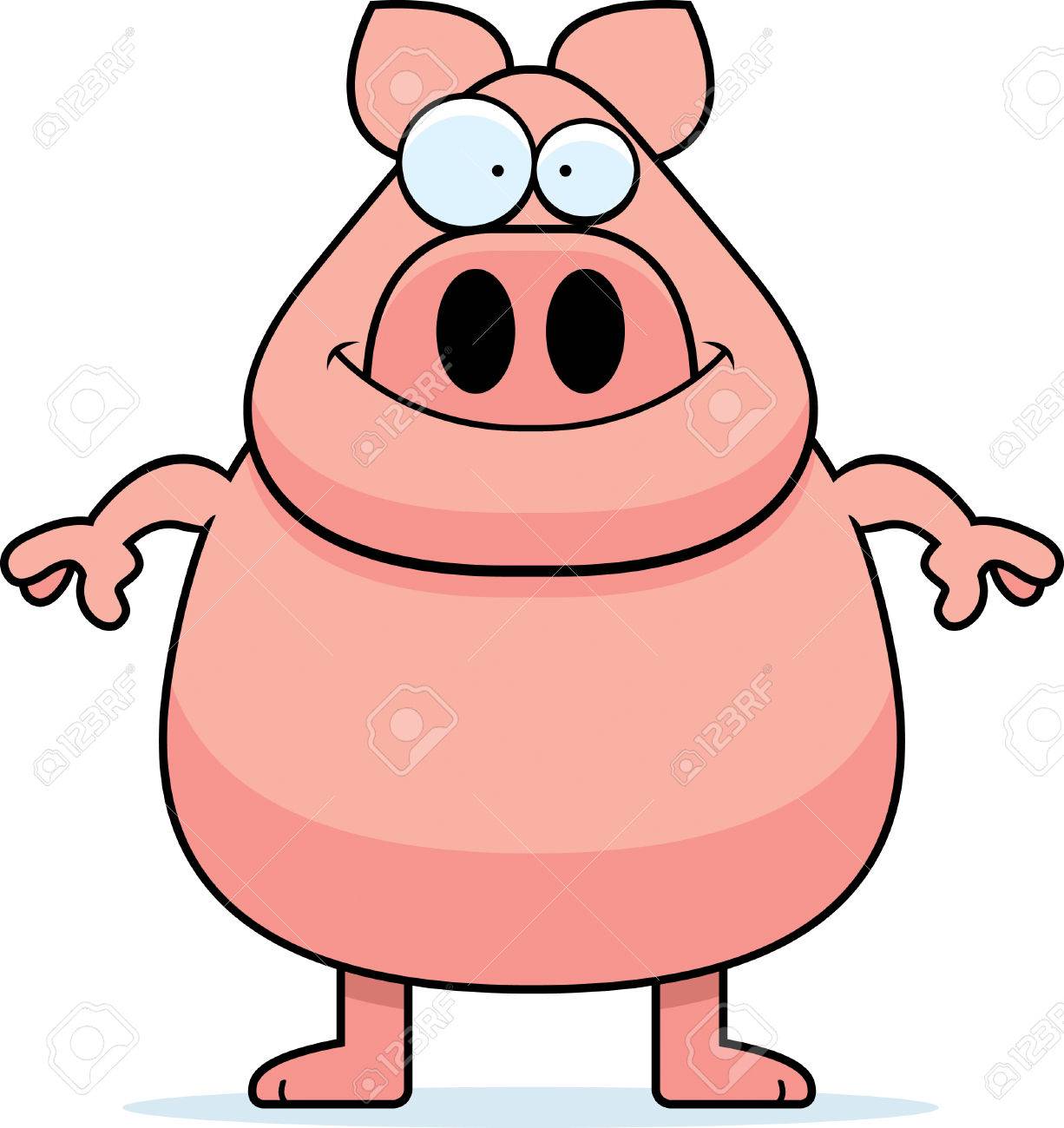 A Happy Cartoon Pig Standing And Smiling. Royalty Free SVG, Cliparts,  Vectors, and Stock Illustration. Image 41886119.