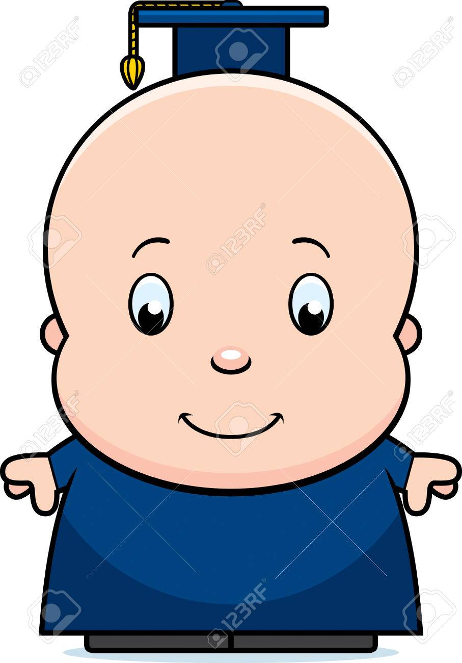 教授の衣装で赤ちゃんの天才の漫画イラスト のイラスト素材 ベクタ Image