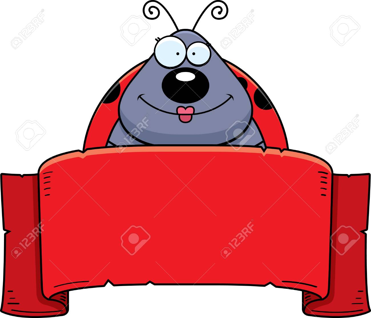 a cartoon illustration of a ladybug with a banner royalty free