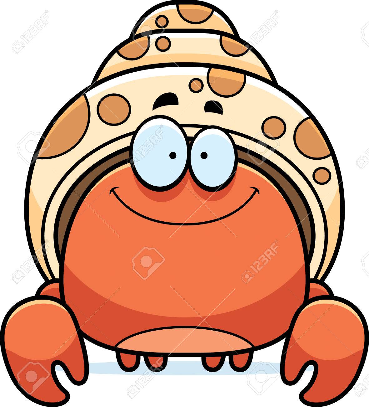 笑みを浮かべてヤドカリの漫画イラスト のイラスト素材 ベクタ Image