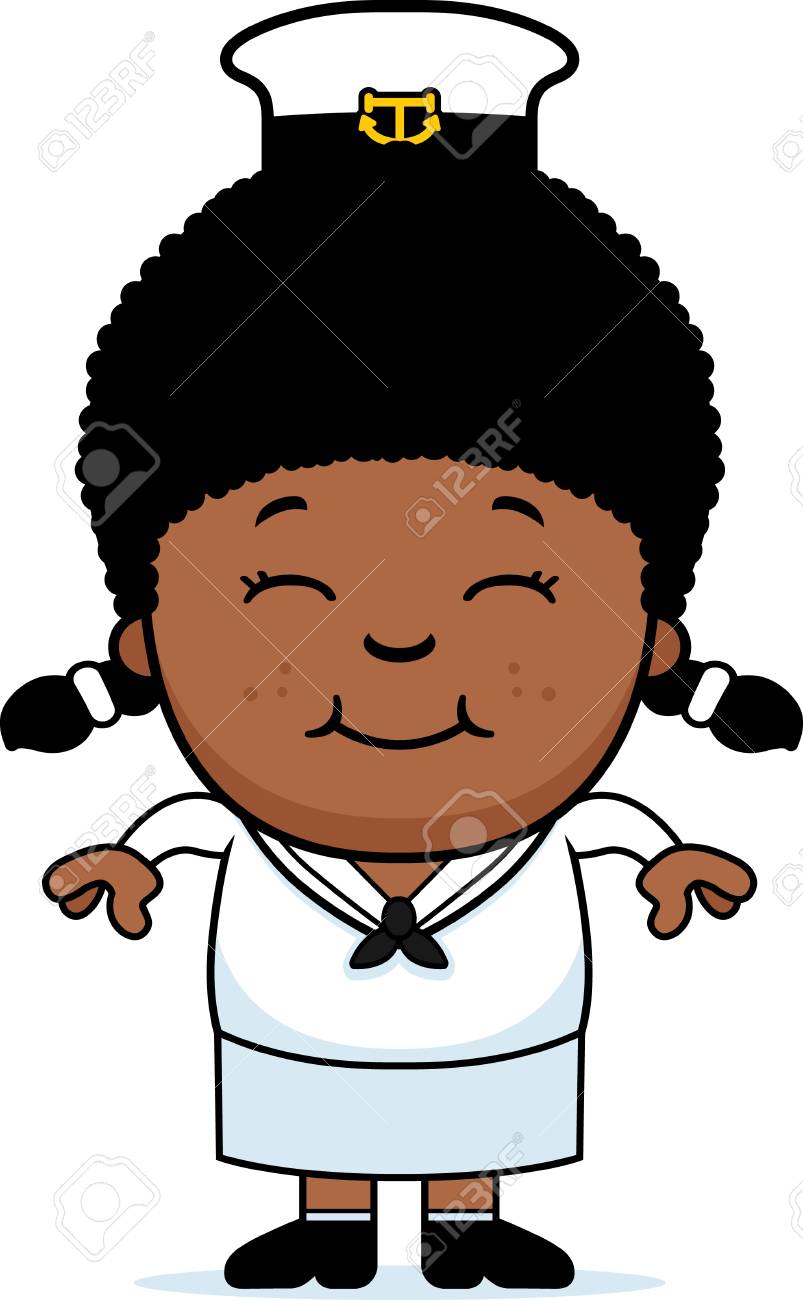 笑みを浮かべて小さな船乗りの漫画イラスト のイラスト素材 ベクタ Image