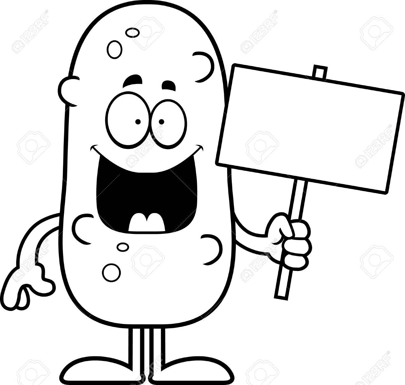 看板を持っている漬物の漫画イラスト のイラスト素材 ベクタ Image