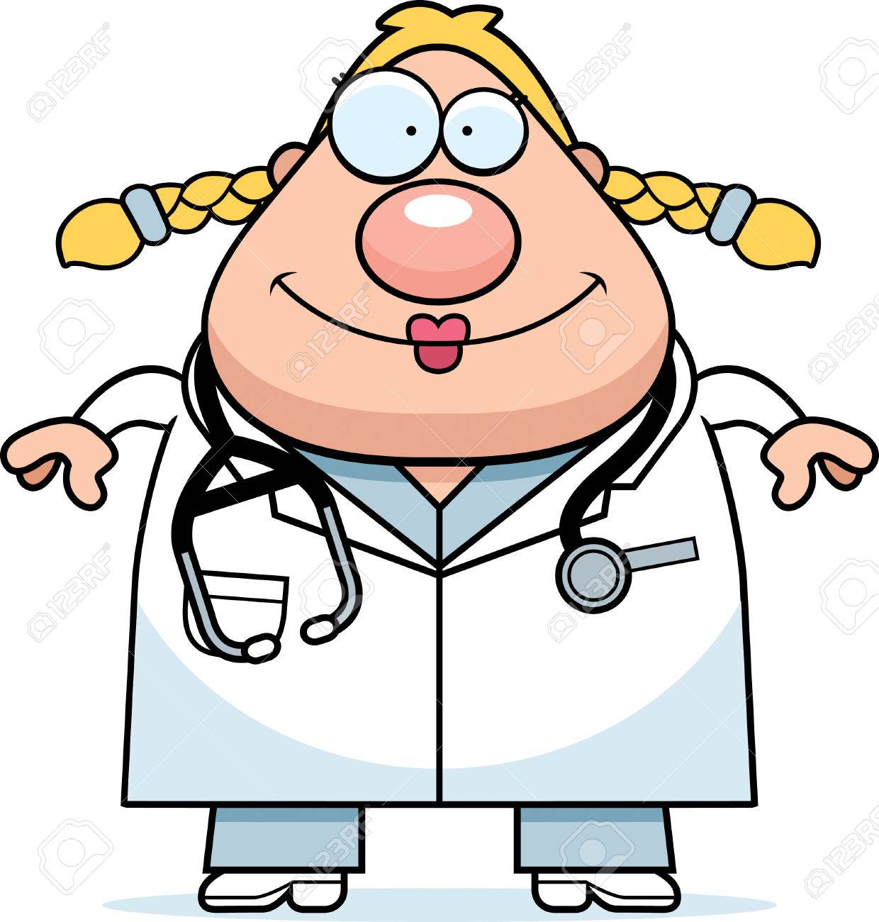 笑みを浮かべて医者の漫画イラスト のイラスト素材 ベクタ Image