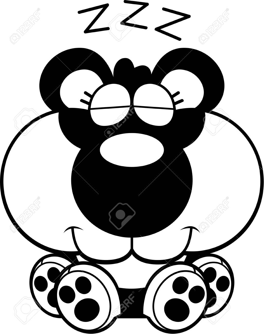 お昼寝パンダの漫画イラスト のイラスト素材 ベクタ Image