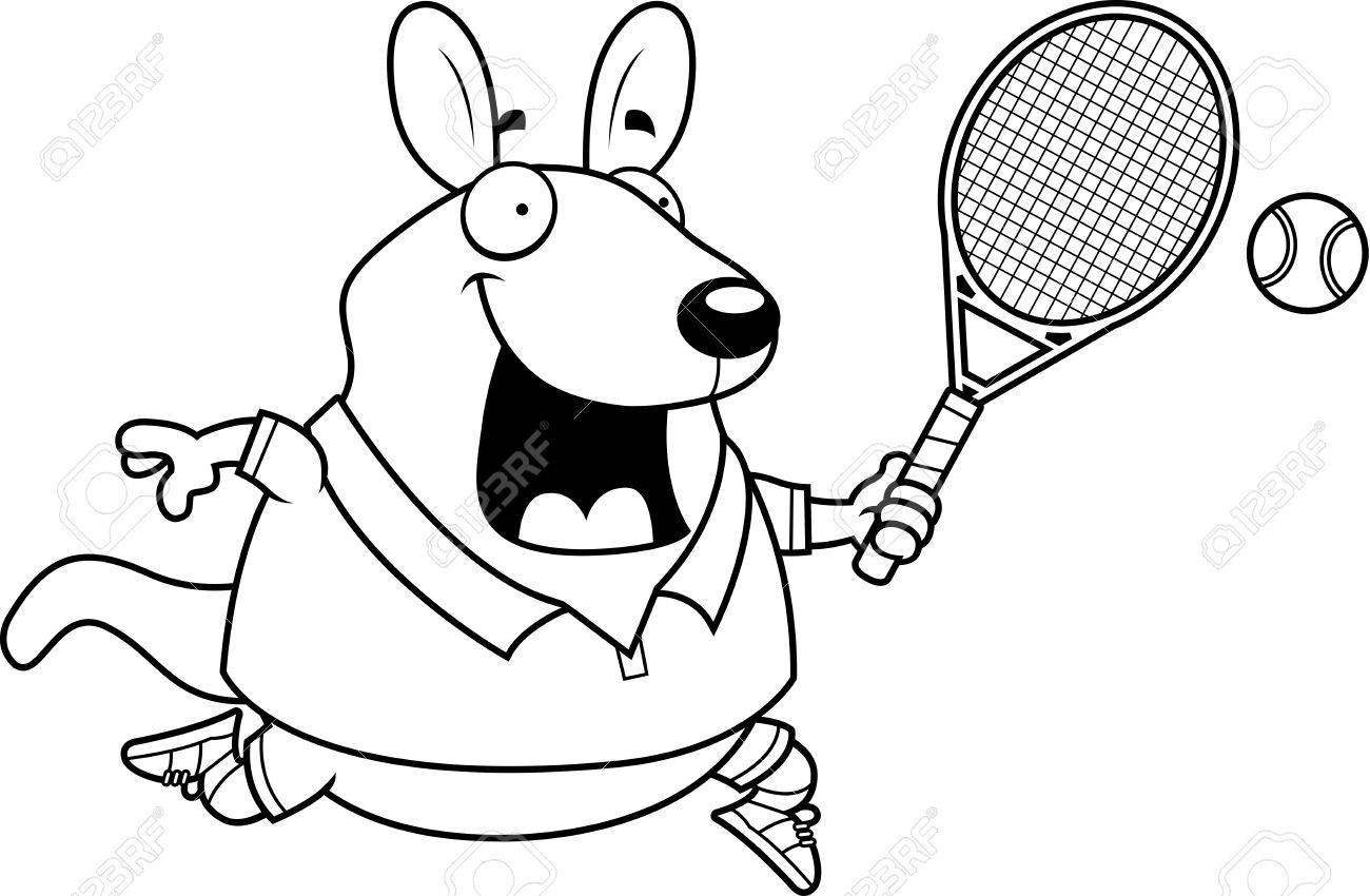 A Cartoon Illustration Of A Wallaby Playing Tennis. 免版税剪贴画，向量插图和库存图片. Image  43734681, image size:1300x850