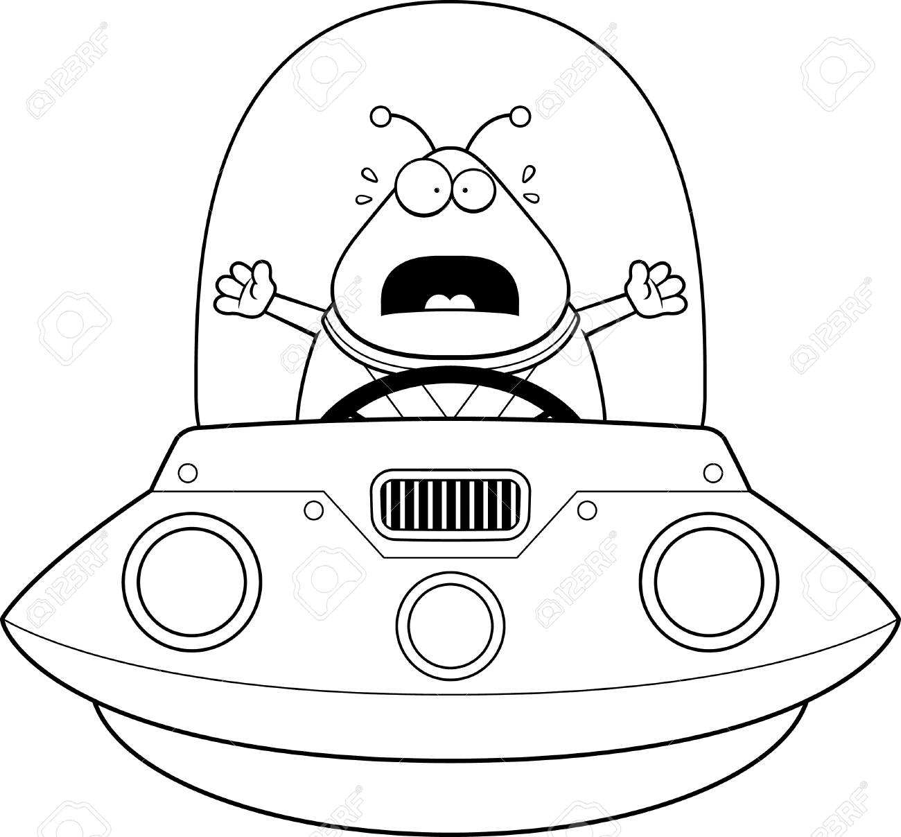 探している Ufo の外国人の漫画イラストを怖がらせた のイラスト素材 ベクタ Image