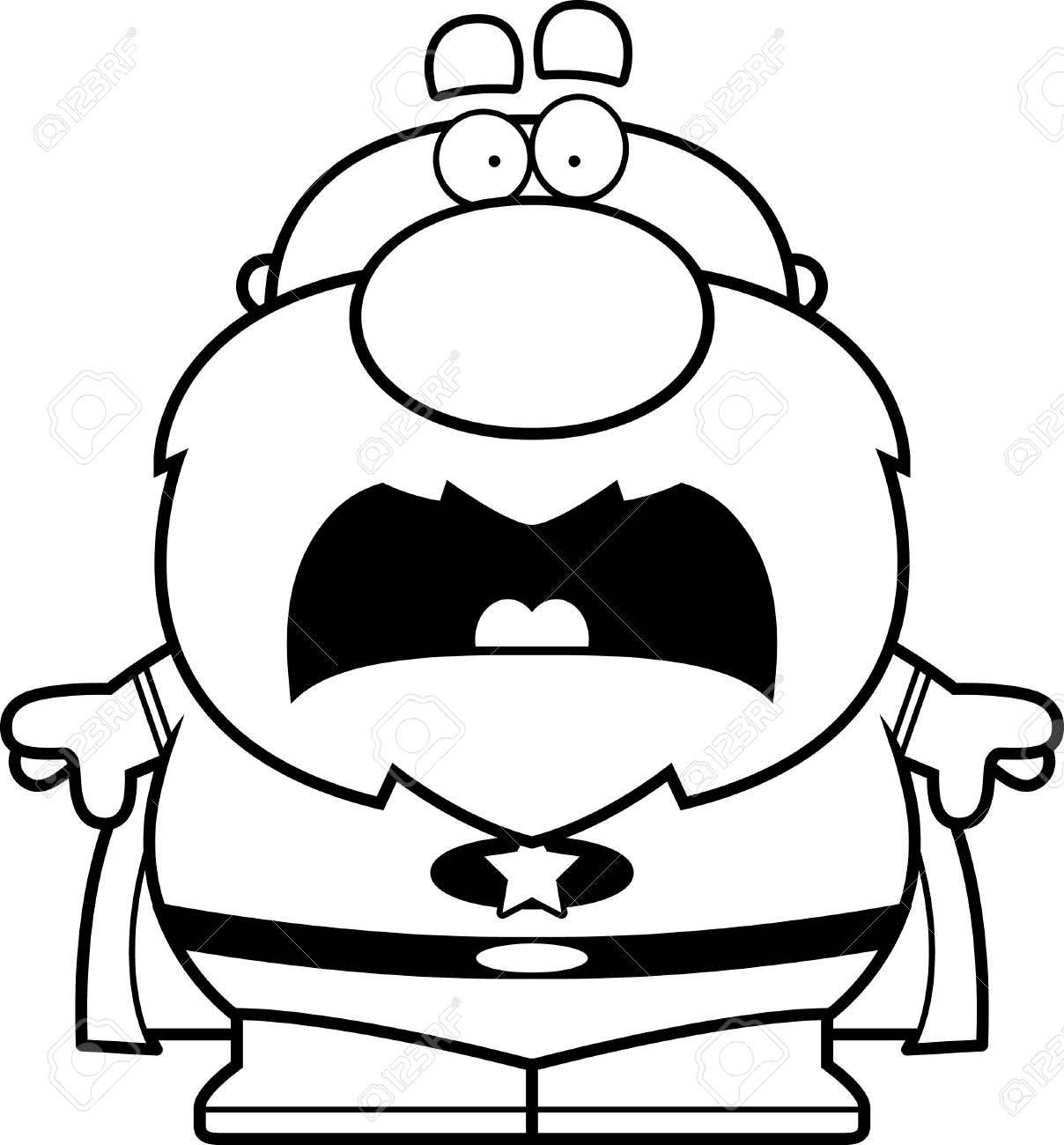 怖がってスーパー ヒーローおじいちゃんの漫画イラスト のイラスト素材 ベクタ Image