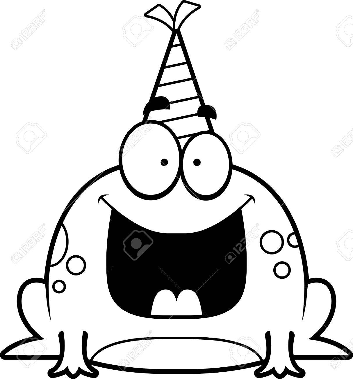 Download A Cartoon Illustration Of A Frog With A Party Hat Looking Happy Royalty Free Cliparts Vectors And Stock Illustration Image 44859839