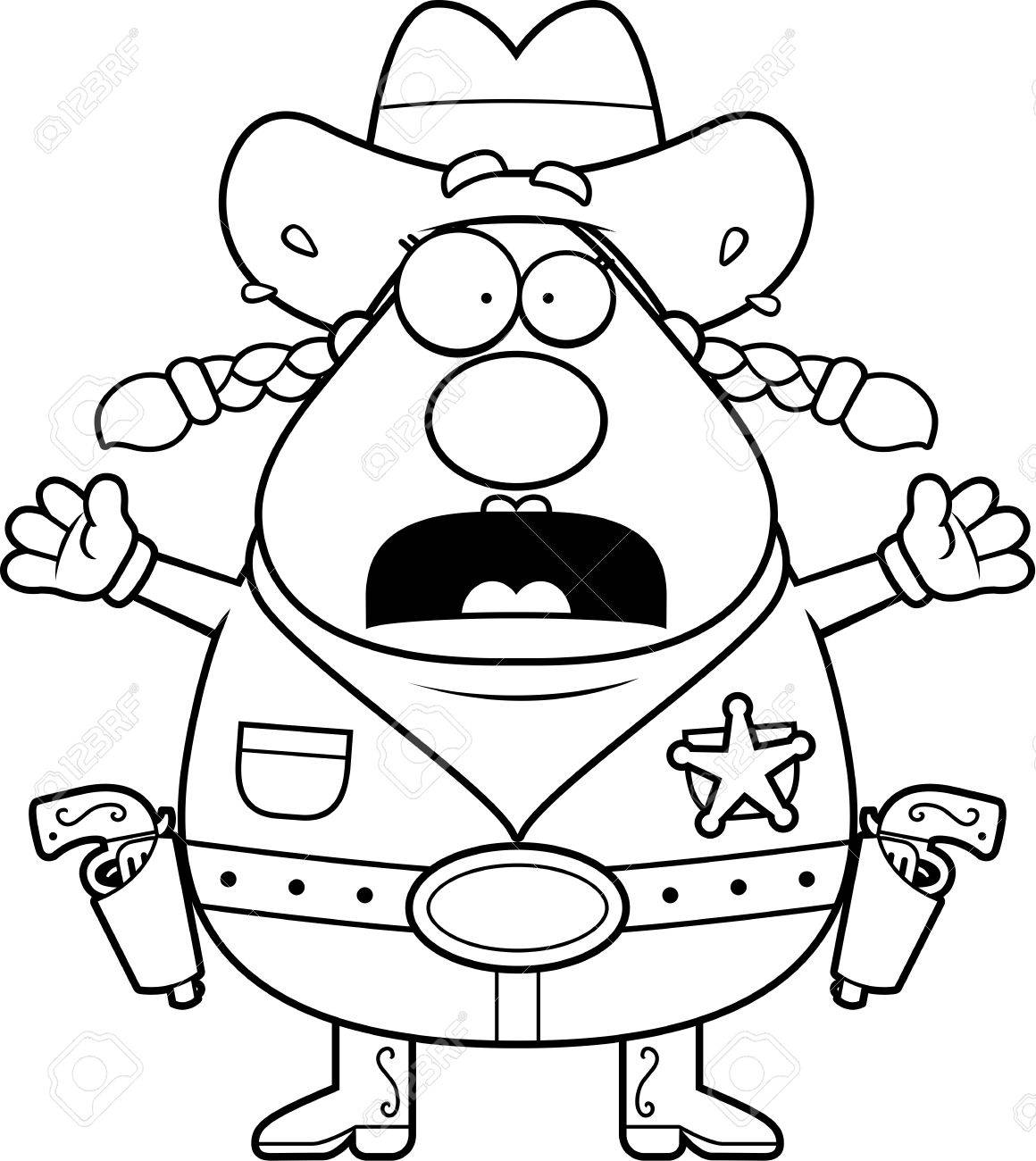 怖い表情で漫画保安官 のイラスト素材 ベクタ Image