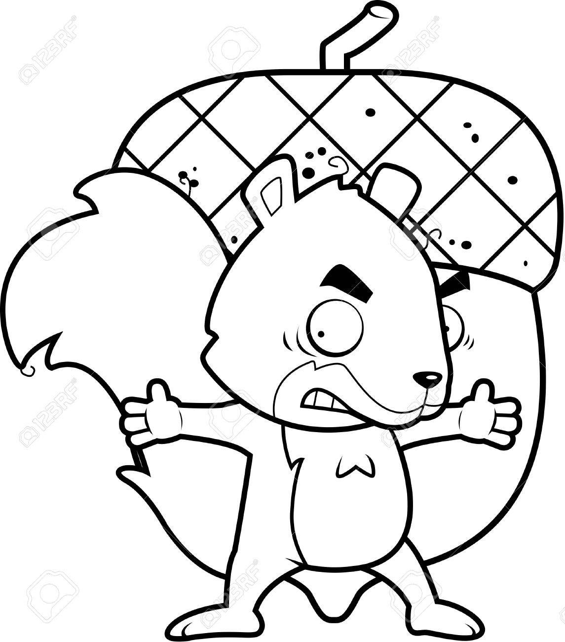 大きなどんぐりナットを守るリスのアニメのイラスト素材 ベクタ Image 44376374