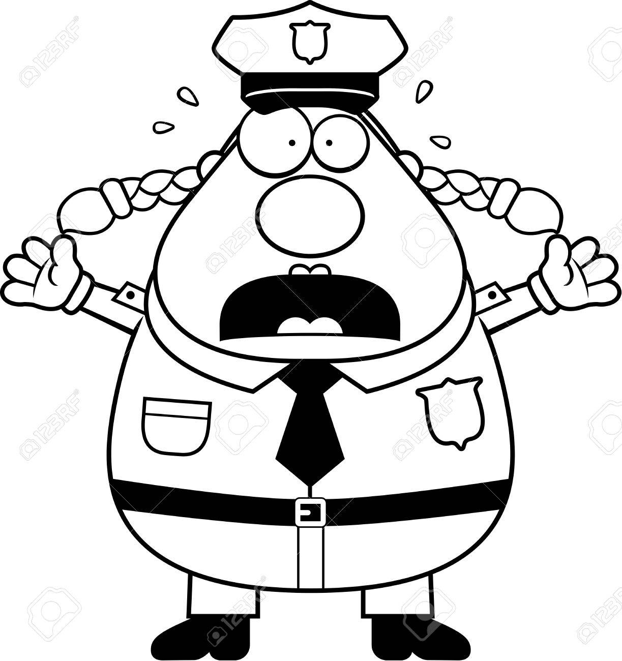 探している婦人警官の漫画イラストを怖がらせた のイラスト素材 ベクタ Image 探している婦人警官の漫画イラストを怖がらせた のイラスト素材 ベクタ Image