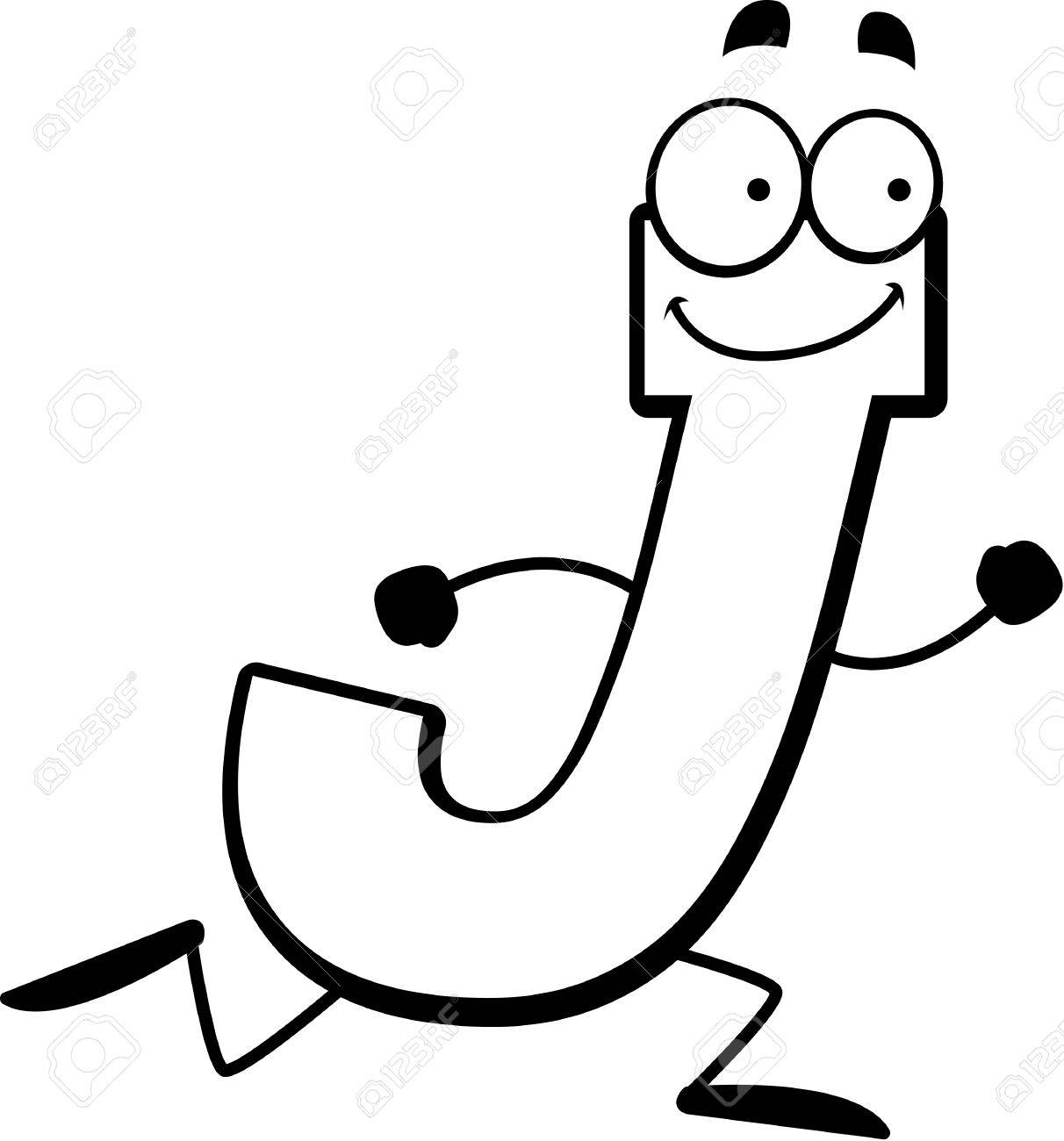 A Cartoon Illustration Of A Letter J Running And Smiling. Royalty Free SVG,  Cliparts, Vectors, and Stock Illustration. Image 44387312., image size:1212x1300