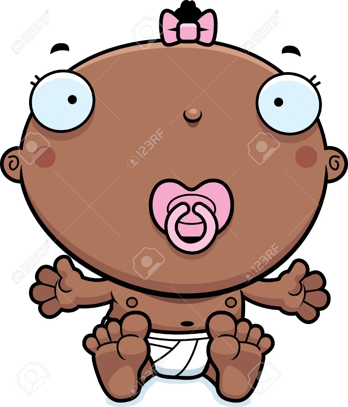 おしゃぶりを赤ちゃんの女の子の漫画イラスト のイラスト素材 ベクタ Image