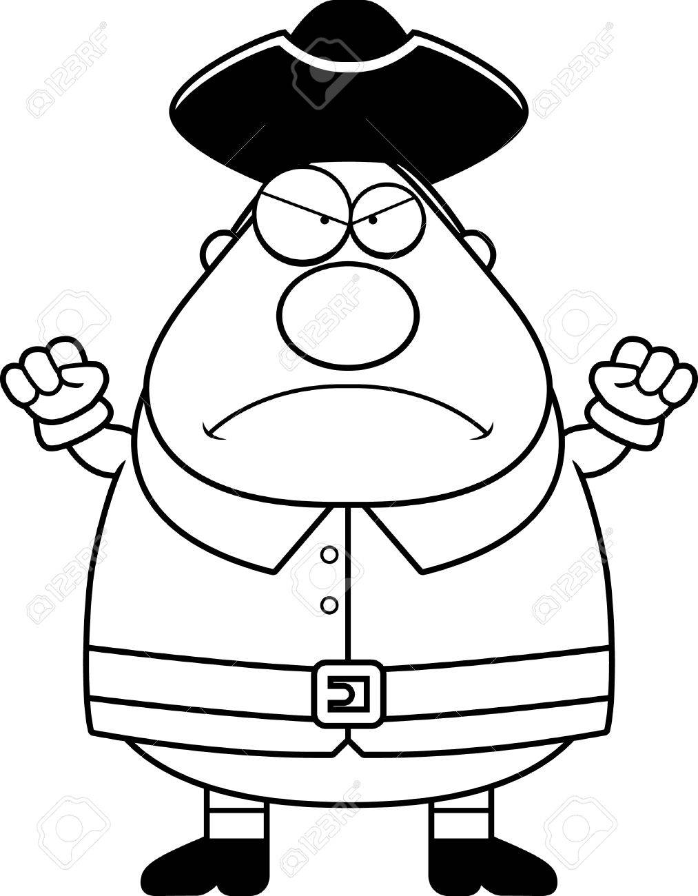 A Cartoon Illustration Of A Colonial Man Looking Angry. Royalty Free SVG,  Cliparts, Vectors, And Stock Illustration. Image 44465876.