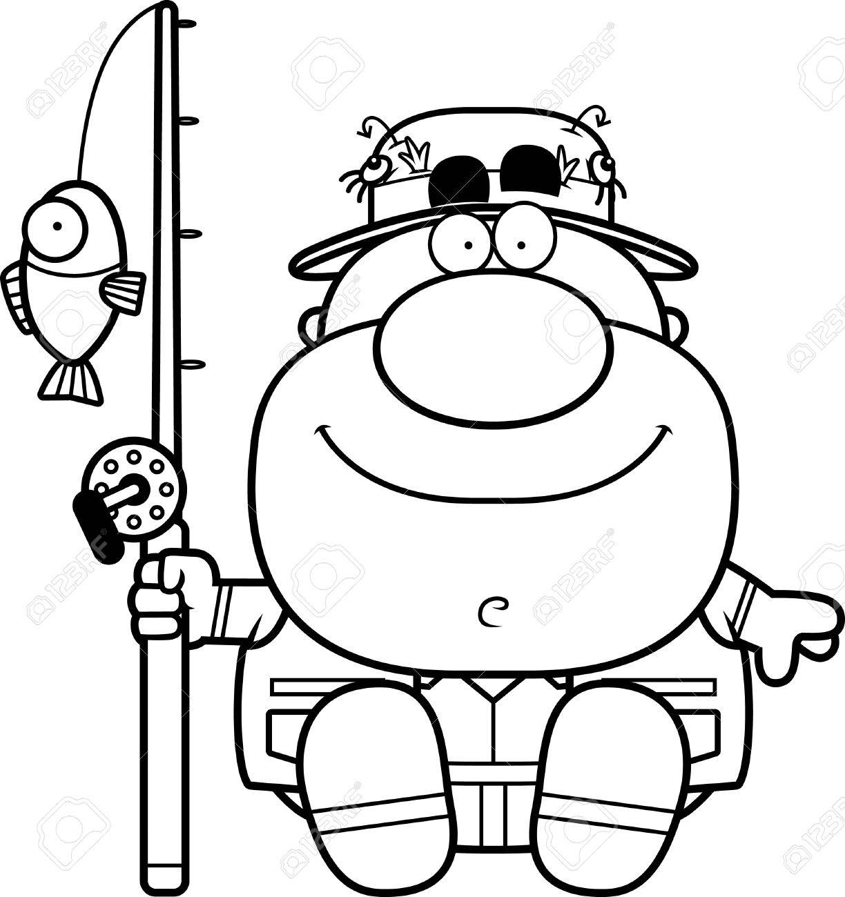 座っている漁師の漫画イラスト のイラスト素材 ベクタ Image