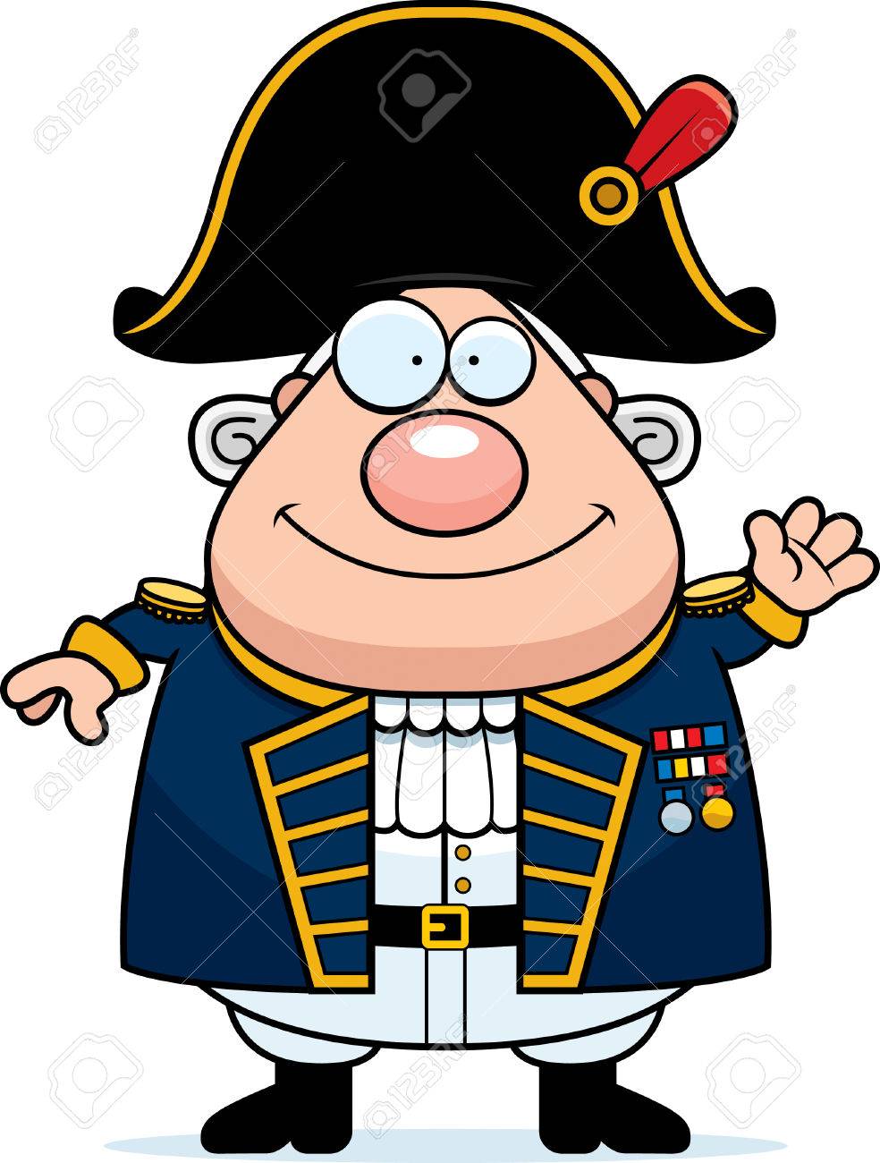 イギリスの海軍大将を振っての漫画イラスト のイラスト素材 ベクタ Image